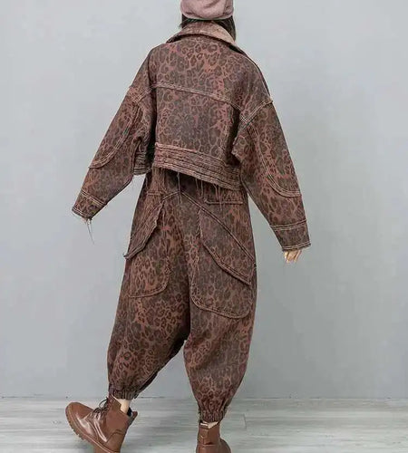 Leopard Print Burr Short Big Size Casual Jacket New Lapel Long Sleeve Women Coat Fashion Tide Spring Autumn 2025 1DH6427