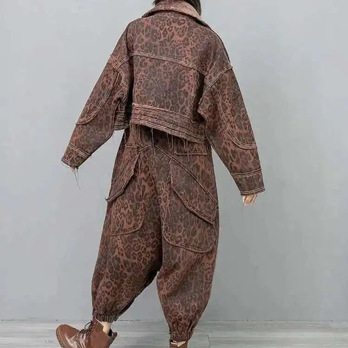 Load image into Gallery viewer, Leopard Print Burr Short Big Size Casual Jacket New Lapel Long Sleeve Women Coat Fashion Tide Spring Autumn 2025 1DH6427
