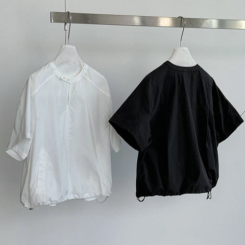 Load image into Gallery viewer, Black Thin Shirt Half-body Skirt Two Pieces Suit New Round Neck Short Sleeve Women Fashion Tide Spring Summer 2025 1DJ1281

