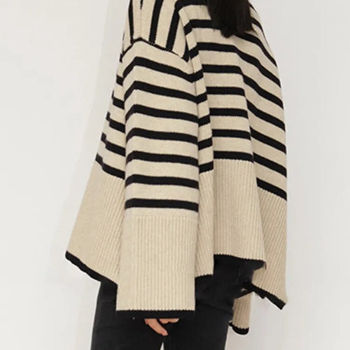 Load image into Gallery viewer, Striped Sweater For Women Turtleneck Long Sleeves Loose Casual Temperament Sweaters Female Fashion Clothing
