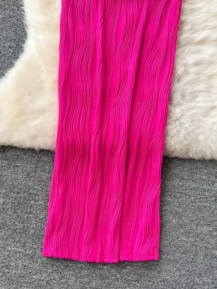 Summer Rose Red Sexy Sleeveless Backless Long Dress 2024 Women's Diagonal Collar Elegant Club Party Dress Simplicity Fashion New