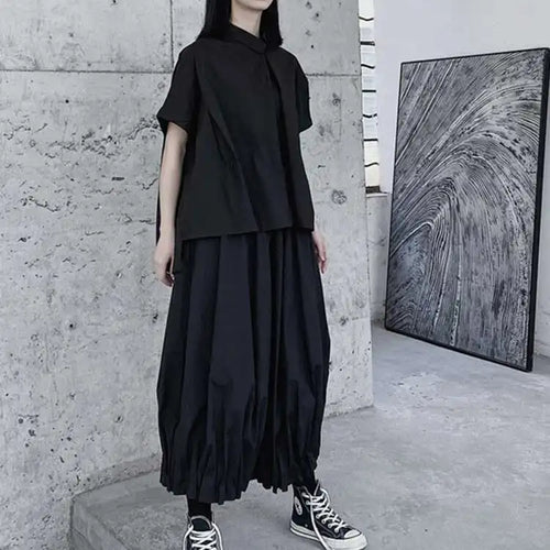 Load image into Gallery viewer, High Elastic Waist Black Brief Pleated Wide Leg Pants New Loose Fit Trousers Women Fashion Tide Spring Autumn 2025 1DF1103
