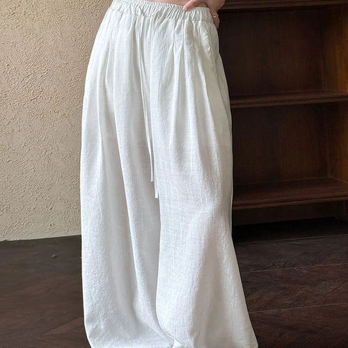 Load image into Gallery viewer, High Elastic Waist Beige Linen Drawstring Long Wide Leg Pants New Trousers Women Fashion Tide Spring Autumn 2025  1DJ0991
