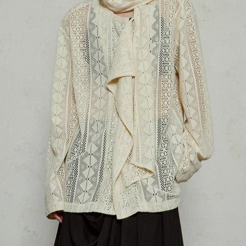 Load image into Gallery viewer, Women Black Lace Hollow Out Big Size Blouse New Bow Collar Long Sleeve Shirt Fashion Tide Spring Autumn 2025  1DJ1179
