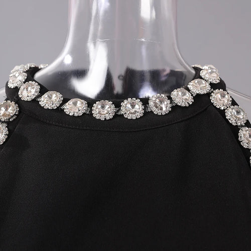Load image into Gallery viewer, Women Black Rhinestones Spliced Elegant Slim Vest Dress New Round Neck Sleeveless Fashion Tide Spring Summer 2025 CPG2981
