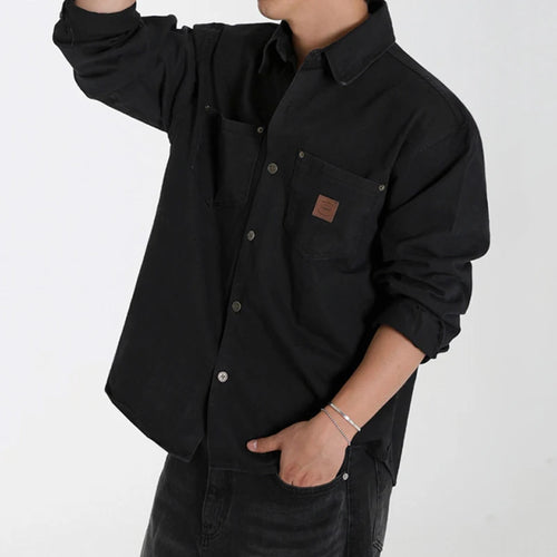 Load image into Gallery viewer, Men's Long Sleeved Shirt New Spring Loose Solid Color Casual Shirts Korean Single Breasted Trendy Lapel Jacket 9W1442
