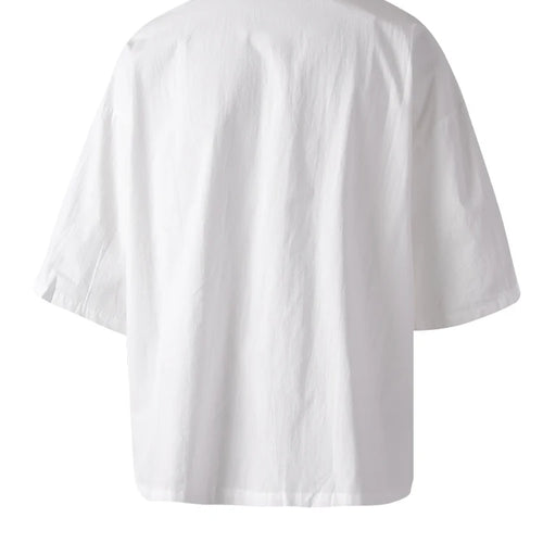 Load image into Gallery viewer, Women White Buckle Irregular Thin Big Size Blouse New Lapel Short Sleeve Shirt Fashion Tide Spring Summer 2025 CPG3164
