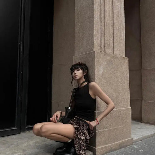 Load image into Gallery viewer, Vintage Brown Leopard Print Pleated Short Skirt Women Sexy Club Irregular Ruffle Cake Mini Skirts Summer Y2k Streetwear Fashion
