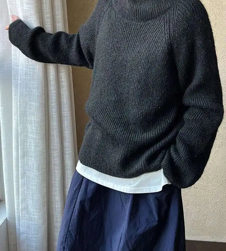 Black Casual Big Size Knitting Sweater Turtleneck Long Sleeve Women Pullovers New Fashion Tide Spring Autumn 2025 1DH8308