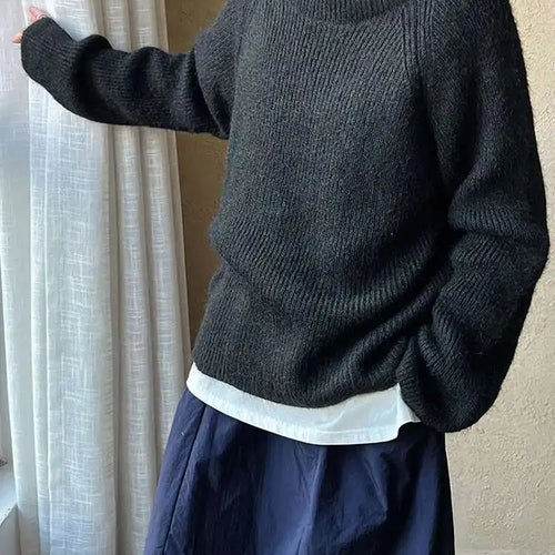 Load image into Gallery viewer, Black Casual Big Size Knitting Sweater Turtleneck Long Sleeve Women Pullovers New Fashion Tide Spring Autumn 2025 1DH8308
