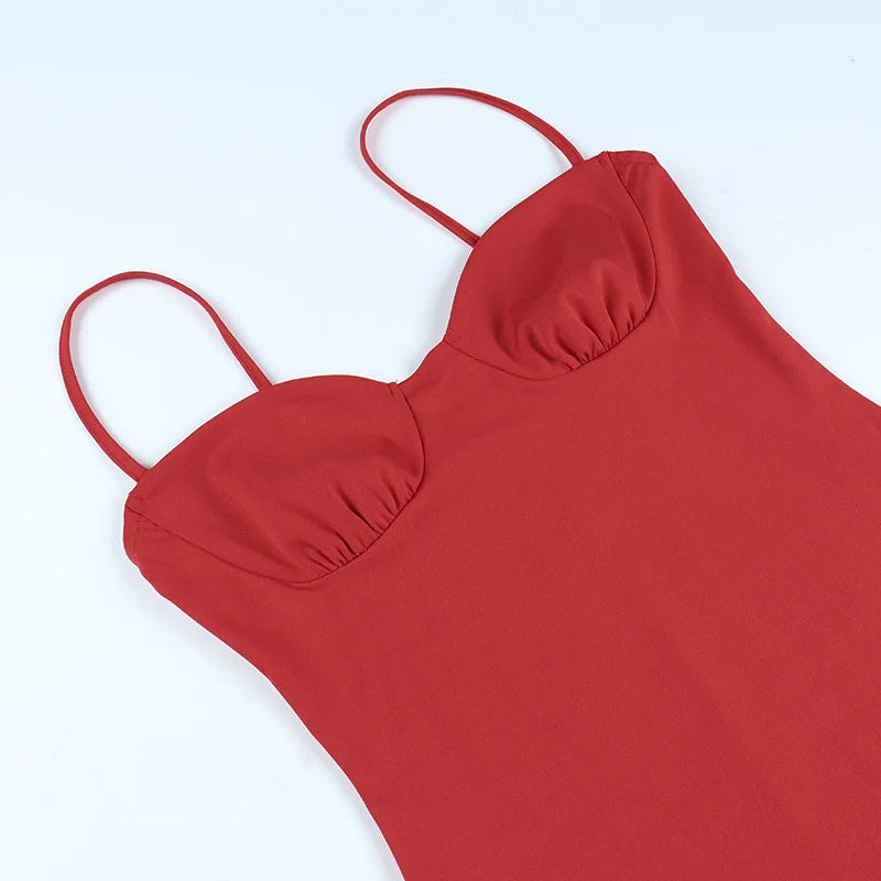 Summer New Spaghetti Strap Mini Dress For Women Fashion Sleeveless Backless Slim Club Party Dress Vestido