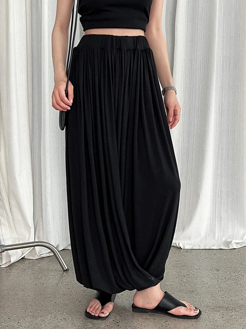High Elastic Waist Gray Pleated Twisted Elegant Midi Half-body Skirt Women Fashion Tide New Spring Autumn 2025 1DJ1559