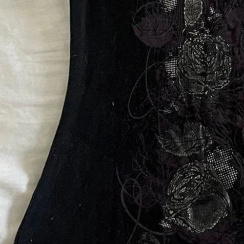 Load image into Gallery viewer, Y2k Aesthetic Flower Printing Women Grunge T-shirts Vintage Slim Harajuku Causal Black Tshirts 2025 Summer Bottoming Crop Tops
