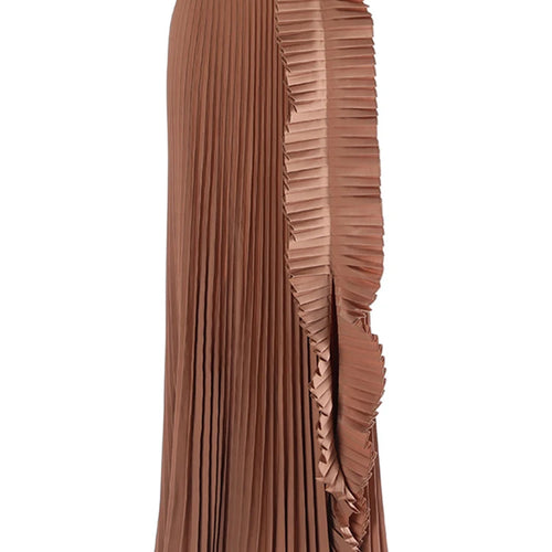 Load image into Gallery viewer, High Elastic Waist Pleated Camel Irregular Shaped Long Half-body Skirt Women Fashion Tide New Spring Autumn 2025 1DH9415
