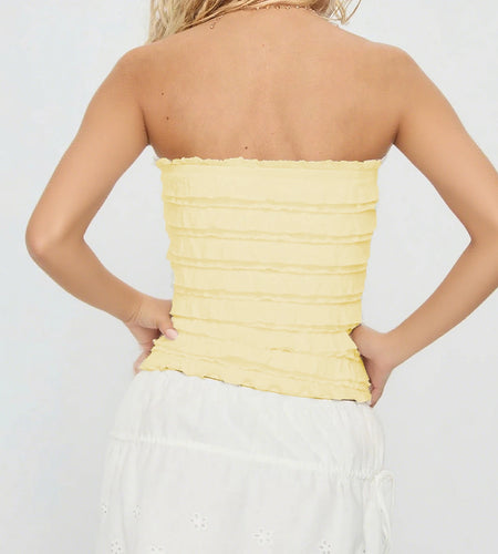 Tiered Strapless Tops y2k Women Clothes Solid Color Off Shoulder Sleeveless Bandeau Vest Summer Clothing 2000s Clubwear