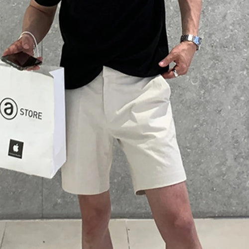 Load image into Gallery viewer, Korean Style Men&#39;s Casual Shorts Summer New Zippers Pockets Bottoms Solid Color Straight Menwear Stylish 9C6471
