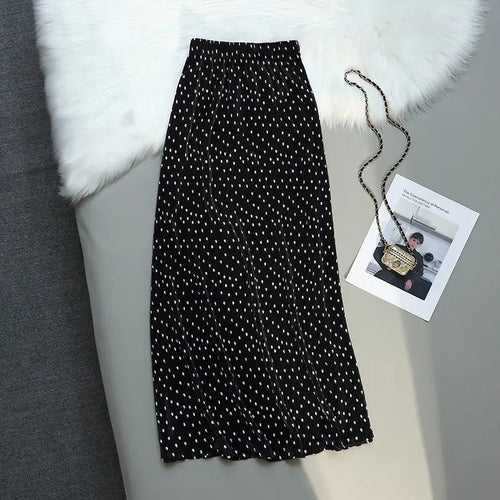 Load image into Gallery viewer, Women Summer Dot Wrapped Skirts Beach Holiday Clothes High Waist Casual Summer Elastic Waist Midi Skirt Female Sexy Korean Trend
