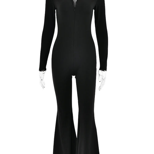 Load image into Gallery viewer, Autumn/Winter Long Sleeve Zipper Skinny Jumpsuit Women Elastic Tight Flare Playsuit Female Fashion Casual Sports Rompers
