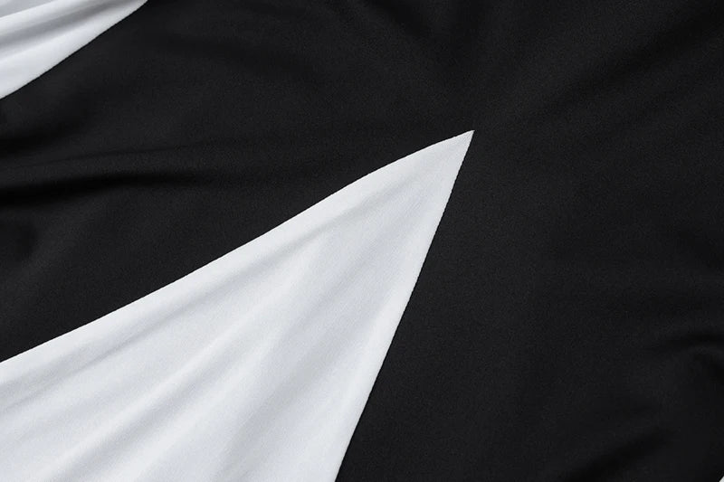 Patchwork Long Sleeve Maxi Dress For Women Autumn Winter New O Neck Color Contrast Lace-up Elegant Long Dress Fashion