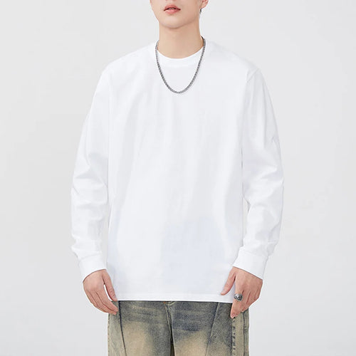 Load image into Gallery viewer, Men's Long Sleeved T-shirt Round Neck Solid Color Pullover Casual Top New Spring Loose Fashion Trend 2025 Male 9W1316
