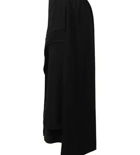 High Elastic Waist Black Irregular Spliced Midi A-line Half-body Skirt Women Fashion Tide New Spring Autumn 2025 1DH5347