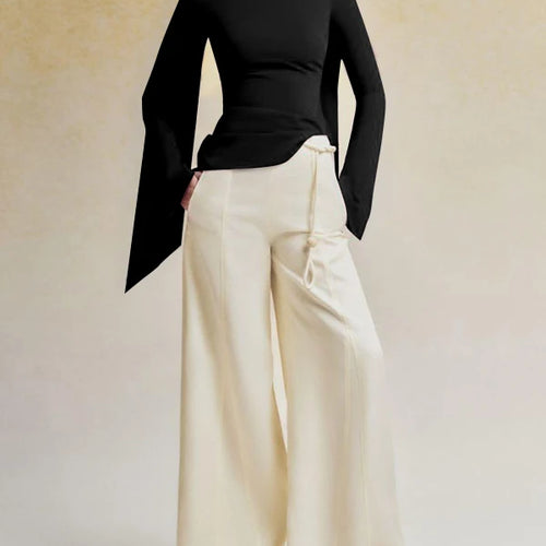 Load image into Gallery viewer, Autumn Winter Women&#39;s Solid Pullovers Tops 2024 New Fashion Flared Sleeves Long Sleeves Zipper Boat Neck Warmth Originality Tops
