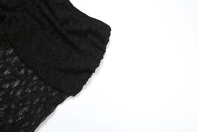 Strapless Sexy Tops And Skirt 2 Pieces Sets Wome Lace Sleeveless Crop Tops And See Through Long Skirt Two Pieces Sets