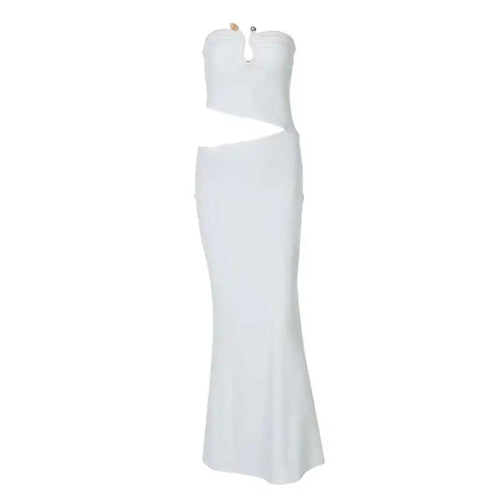 Load image into Gallery viewer, Strapless Hollow Out Sexy Maxi Dress Women Gown Summer New Off-shoulder Backless Sleeveless Beach Club Long Dress
