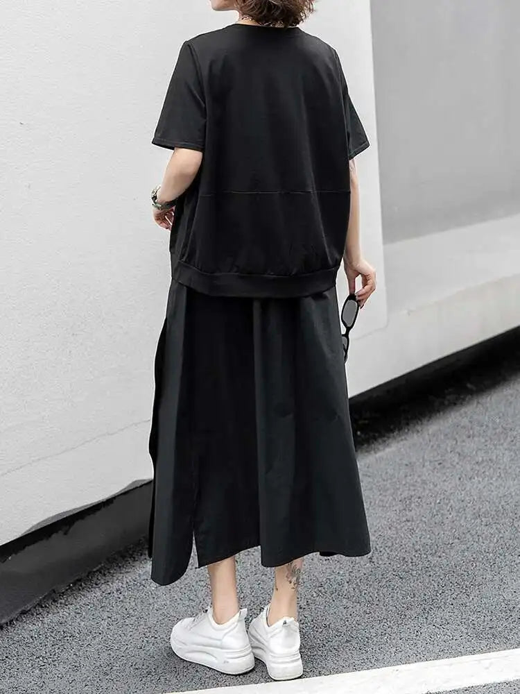 High Elastic Waist Irregular Side Spliced A-line Half-body Skirt Women Fashion Tide New Spring Autumn 2025 1DJ0622