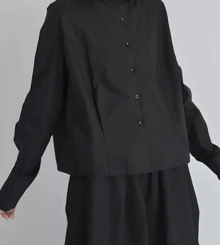 Women White Black Pleated Big Size Elegant Blouse New Lapel Long Sleeve Shirt Fashion Tide Spring Autumn 2025 1DJ0838