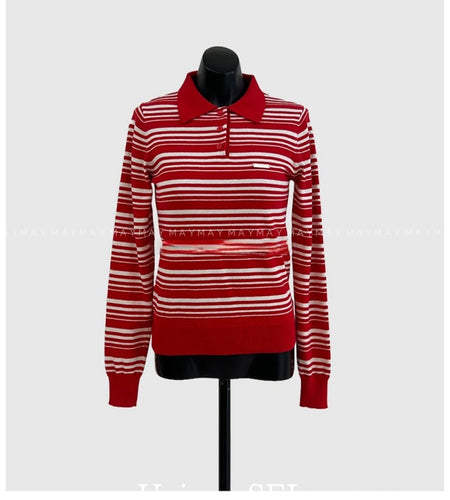 Streetwear Vintage T Shirts Women's Clothing Temperament Tops 2024 Ropa Mujer Fashion Camisetas Casual Striped Korean Tshirt