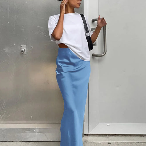 Load image into Gallery viewer, Elegant Satin Black Trumpet Skirts Fashion Slim High Waist Skirts Women Female 2024 Solid Office Long Skirt Spring Summer
