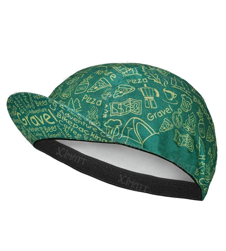 Green Pizza Tent Beer Print  Polyester Cycling Caps  Breathable Quick Drying Men And Women Wear  Customizable