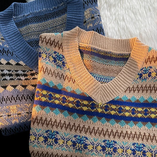 Load image into Gallery viewer, Y2k Aesthetic Vintage Streetwear Pull Femme All Match Casual Korean Fashion Knitted Vest Japanese V Neck Sleeveless Sueter Mujer
