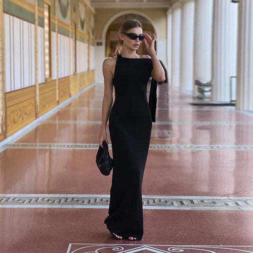 Load image into Gallery viewer, Diagonal Collar Sleeveless Sexy Maxi Dress For Women Fashion Off-shoulder Sleeveless Bodycon Long Dress Elegant
