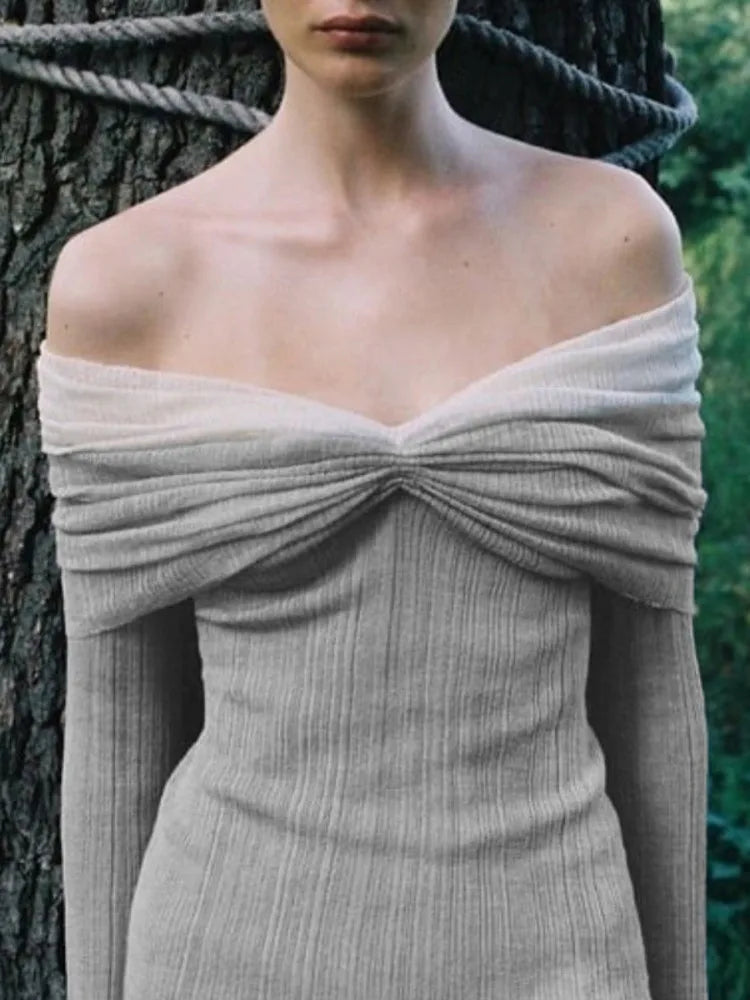 Off-shoulder Long Sleeve Sexy Mini Dress For Women Autumn New Strapless Backless Bodycon Club Party Sexy Dress Elegant