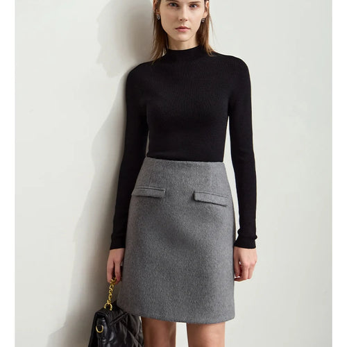 Load image into Gallery viewer, Minimalist Women's Commuter Cropped Woolen Skirts Advanced Grey Split Straight Skirt 2025 Winter Female Bottoms 12444028
