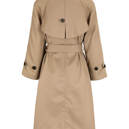 Load image into Gallery viewer, Women Khaki Belted Big Size Long Trench New Lapel Long Sleeve Loose Fit Windbreaker Fashion Spring Autumn 2025 CPG0584
