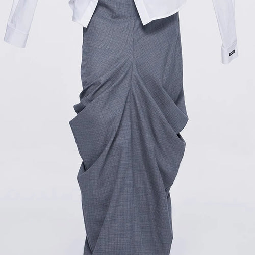 Load image into Gallery viewer, Solid Spliced Folds Slimming Dress For Women High Wiast Temperament Elegant Long Skirt Female Fashion Style Clothes
