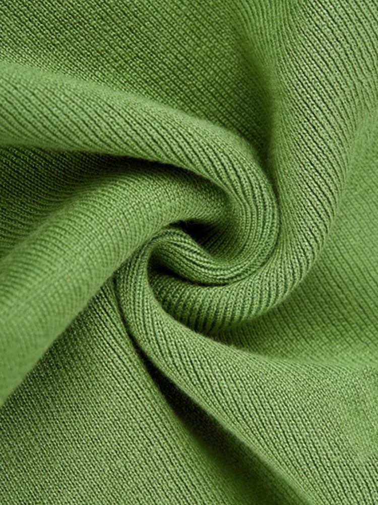 Autumn Winter Bodycon Dresses Sweater Knitted Green Women Sexy Midi Split Long Sleeve Casual Jumper C-137