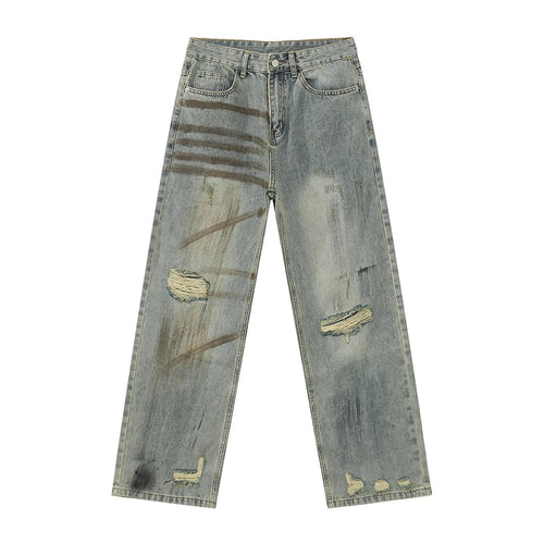 Load image into Gallery viewer, Niche Design Men&#39;s Two-piece Lapel Holes Contrast Color Single Breasted Denim Jackets Casual Straight Leg Male Jeans 9W1837
