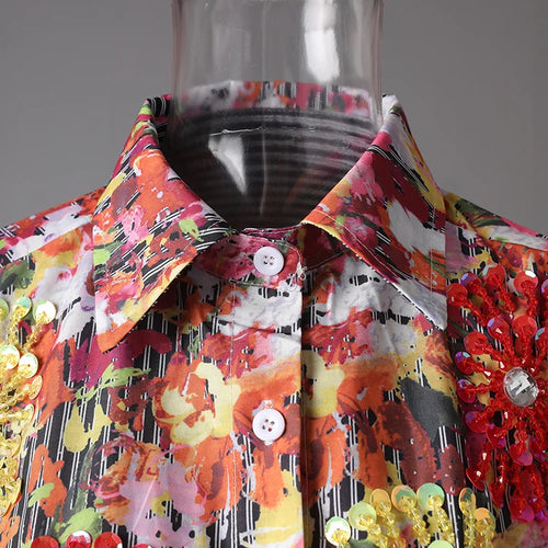 Load image into Gallery viewer, Women Black Striped Pattern Printed Big Size Blouse New Lapel Long Sleeve Shirt Fashion Tide Spring Autumn 2025 29L9965
