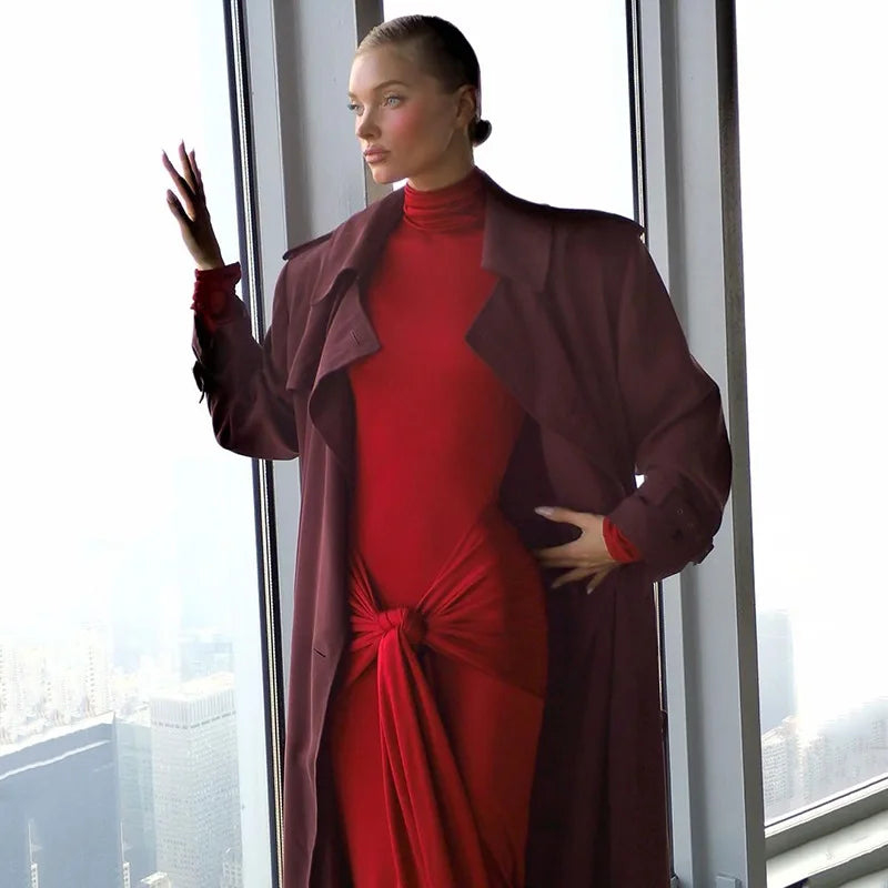 Turtleneck Long Sleeve Maxi Dress For Women Fashion Irregular Bodycon Long Dress Femme Temperament Evening Dress