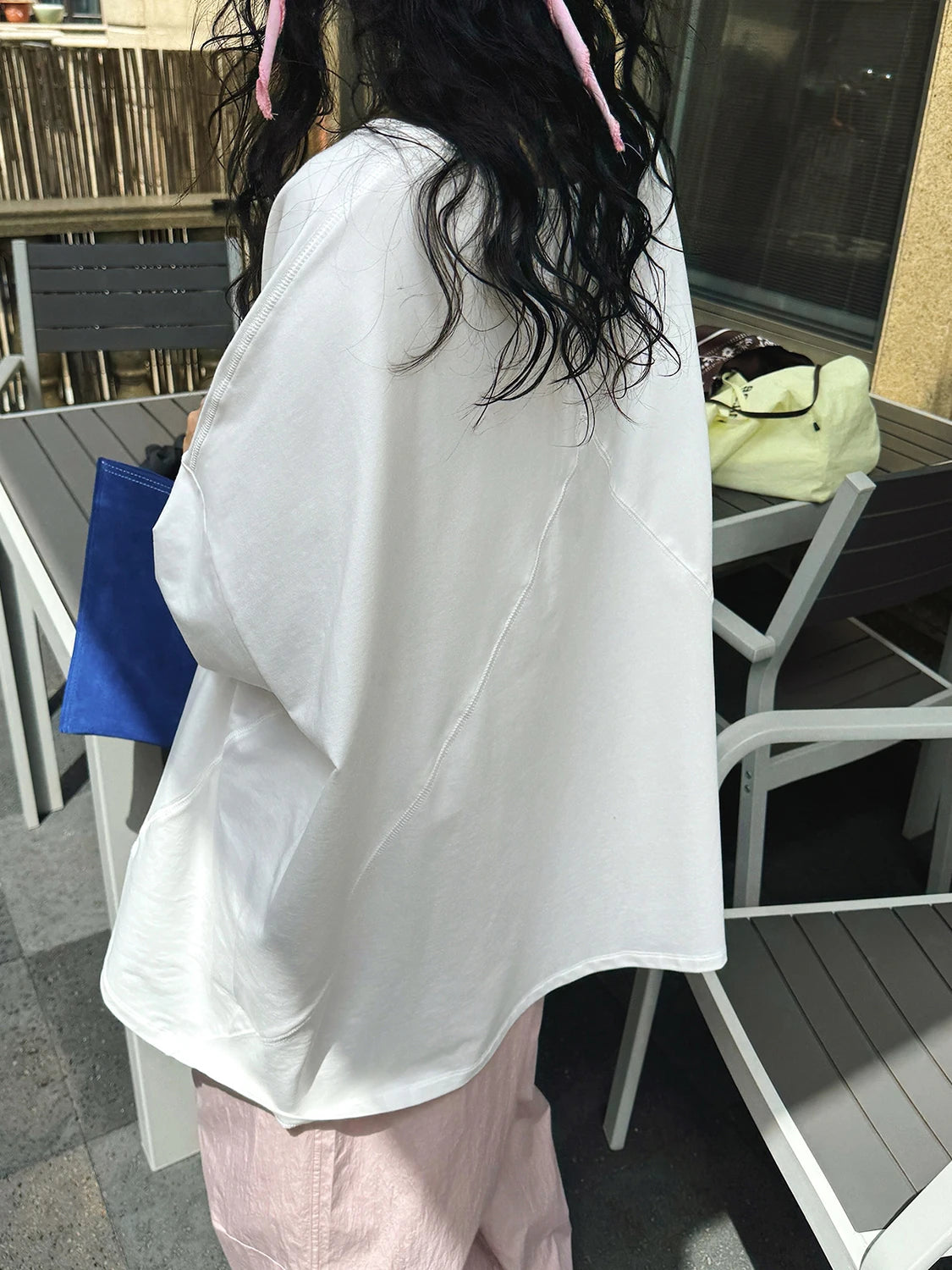 Women White Shaped Spliced Big Size Casual T-shirt New Round Neck Half Sleeve Fashion Tide Spring Summer 2025 1DJ1530