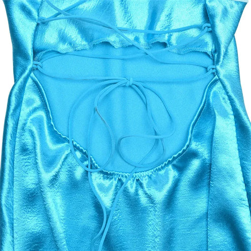 Load image into Gallery viewer, Patchwork Sleeveless Sexy Mini Dress For Women Robe Satin Strapless Backless Lace-up High Waist A-line Club Dress
