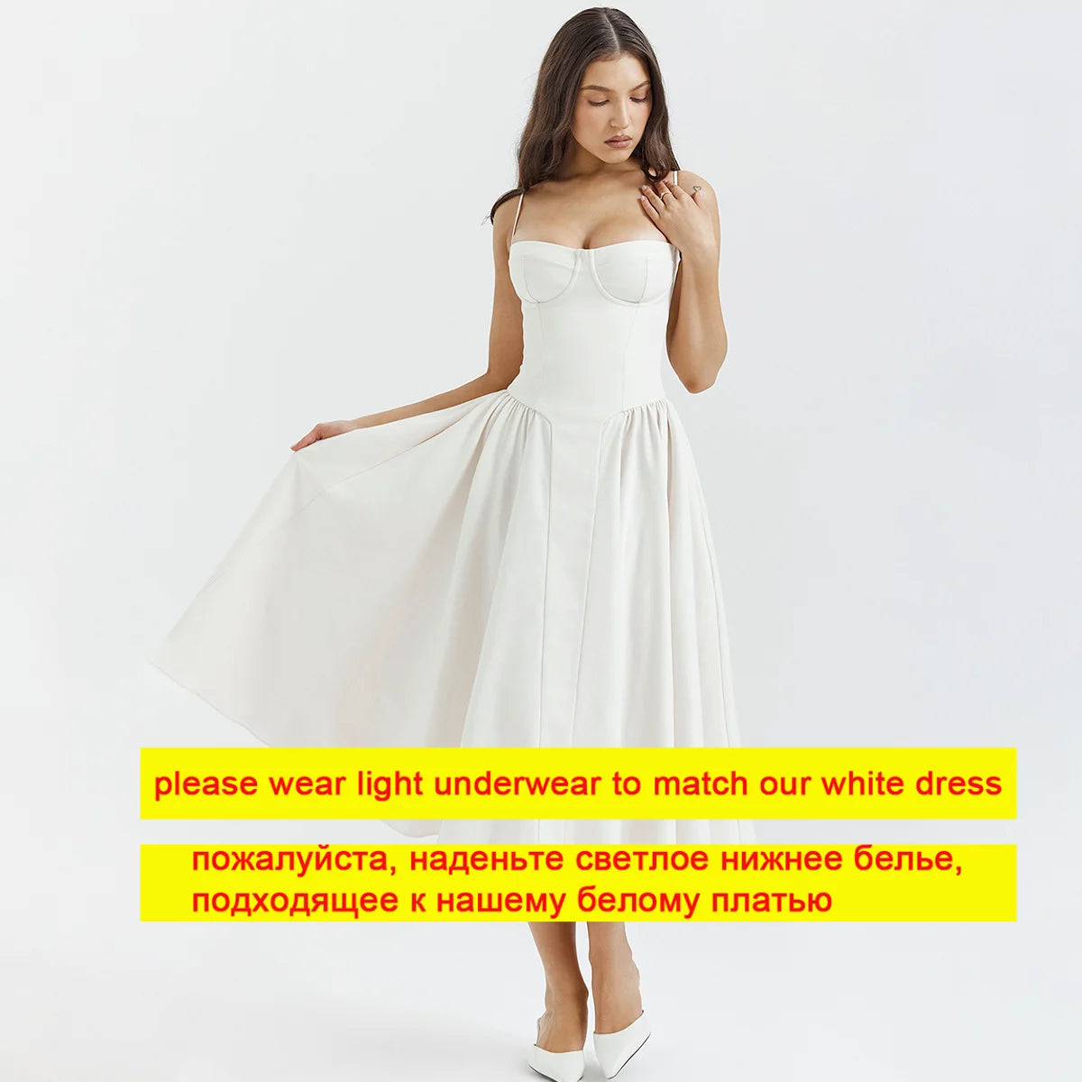 Summer Elegant Midi Spaghetti Strap Dresses Slim V Neck A Line Party Dress Khaki Casual Dress Women's Clothing