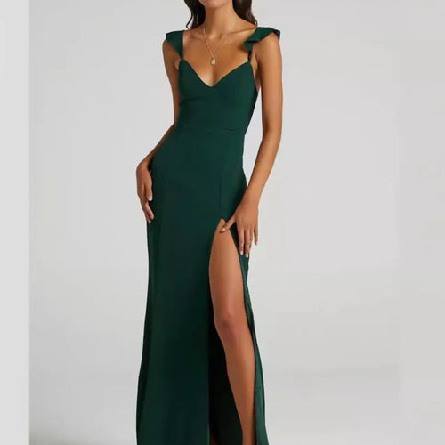 Load image into Gallery viewer, Elegant Sleeveless High Slit Bodycon Party Club Evening Dress Women Pleated High Waisted Vestido Sexy Slim Long Dress
