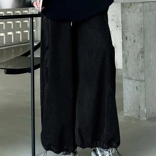 Load image into Gallery viewer, High Elastic Waist Yellow Pocket Drawstring Long Wide Leg Pants New Trousers Women Fashion Tide Spring Autumn 2025 1DH9933
