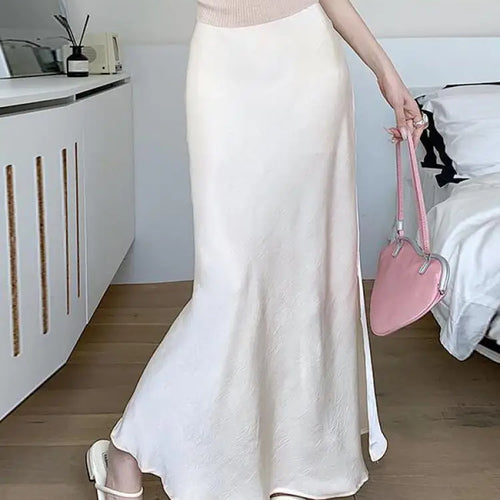 Load image into Gallery viewer, Korean Fashion Women's Elegant Sexy Slim Split Long Skirt Spring Summer High Waist Half Fishtail Skirts Popular 2025 Casual Chic
