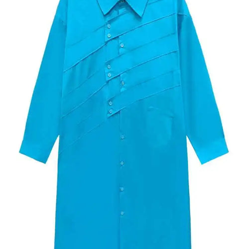 Load image into Gallery viewer, Women Rose Red Button Design Big Size Midi Shirt Dress New Lapel Long Sleeve Fashion Tide Spring Autumn 2025 1DH5165
